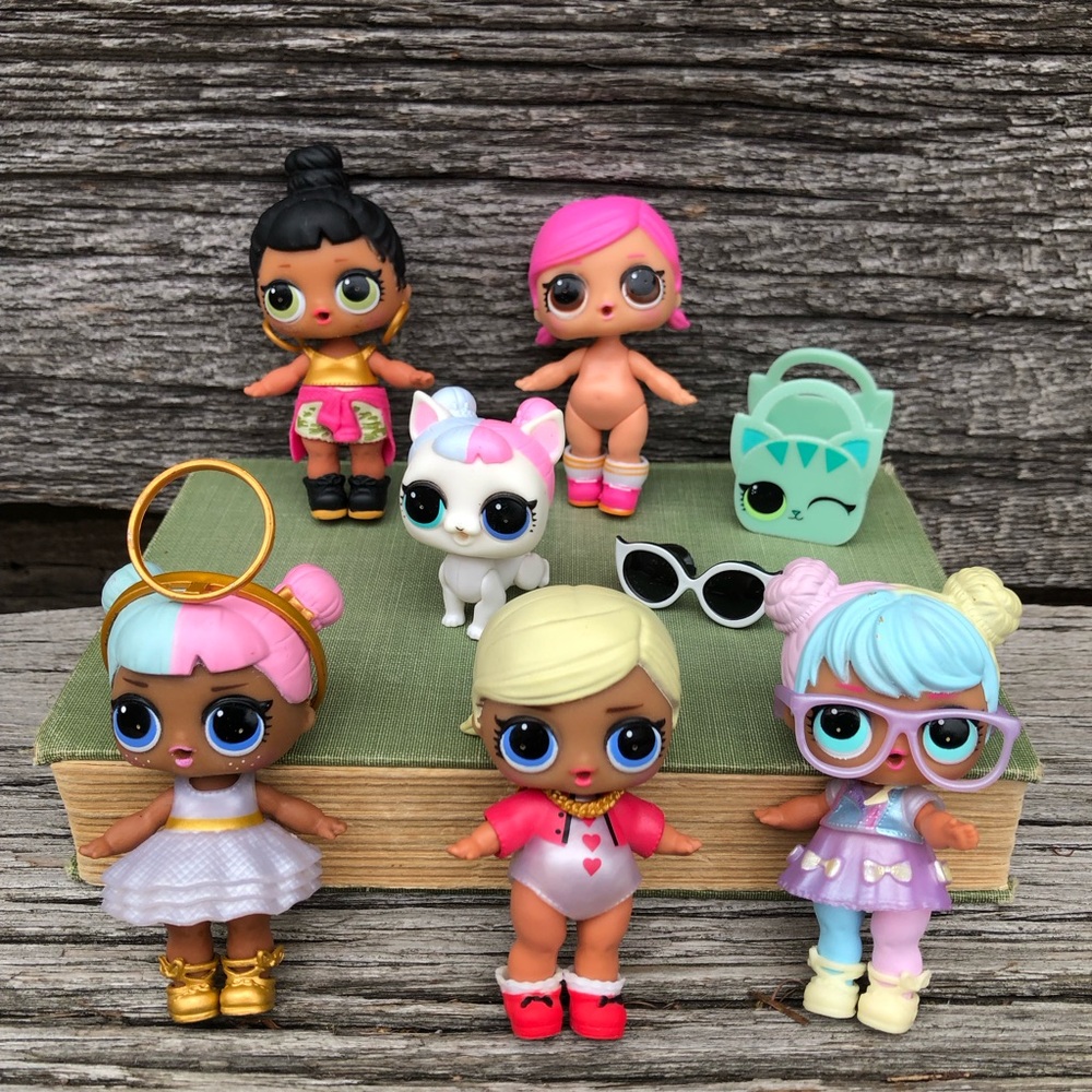 LOL Surprise 5 doll Lot with pet cat L.O.L mixed lot of toys girl dolls💙